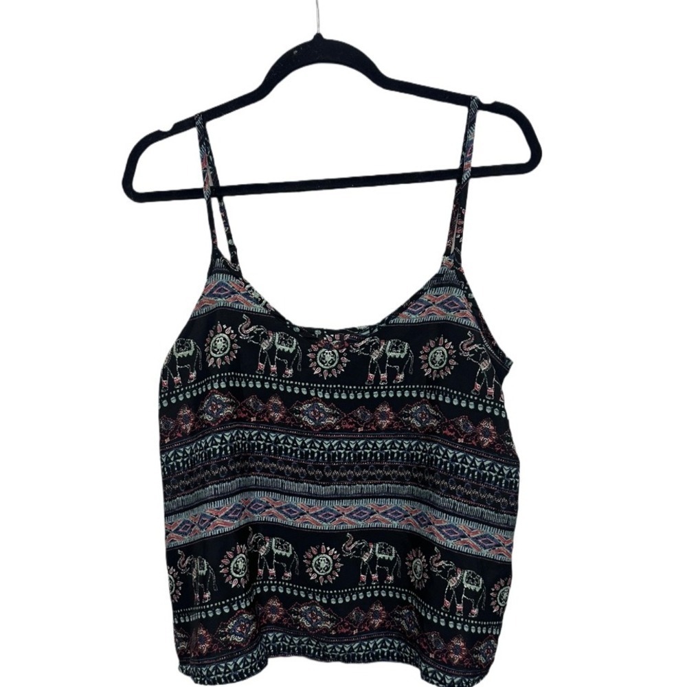 Hollister Geometric Aztec Elephant Stripe Spaghetti Tank Flowy Size Medium